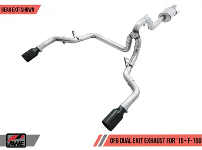 AWE 0FG Dual Exit Exhaust For '15-'20 F-150 - 5  Diamond Black Tips • $1295