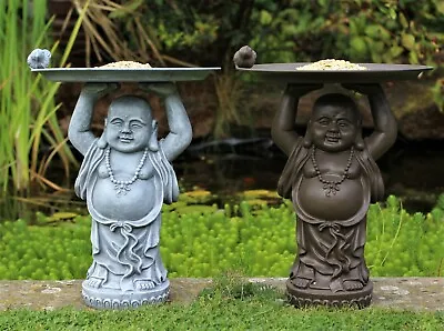 Garden Ornaments Buddha Zen Calm Bird Feeder Zen Statue Decor Indoor Out • £18.95