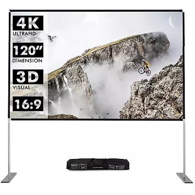 $99.90 • Buy 120  Projector Screen W/Stand 16:9 HD 4K Indoor Outdoor Projection Movie Screen