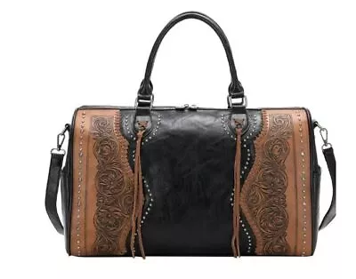 Trinity Ranch Floral Leather Weekender Bag-Montana West-Tooled Duffle • $94