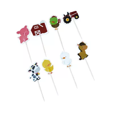  24 Pcs Cake Topper Disposable Animal Farm Poultry Cake Picks Food Decoration • £6.78