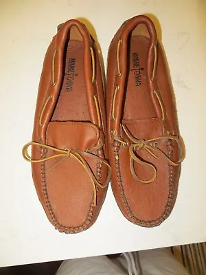 Mens Minnetonka Moosehide Weekender Moccasins Sz 10.5 BROWN • $69.99