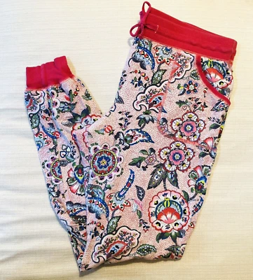 $7.95 • Buy Vera Bradley Womens M Stitched Flowers Lounge Sleep PJ Pajama Pants Pink Blue