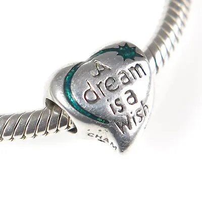 GC CHAMILIA 925 Silver & Enamel Disney A DREAM IS A WISH HEART Charm Bead • £22.99