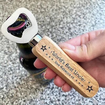 Best Uncle Gifts Wooden Bottle Opener Uncle Birthday Fathers Day Gift For Him • £4.99