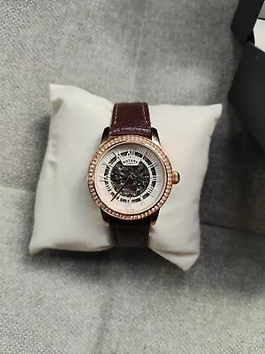 Rotary Ladies' Automatic Skeleton Watch Brown Leather Strap LS03098/21 • £20