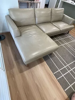 Leather Lounge Cream 3.5seater + Chaise • $1800