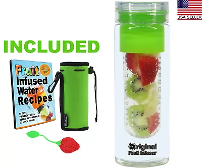 Fruit Infusion Water Bottle (25 Oz) + Tea Infuser Insulated Koozie Recipes PDF • $13.71