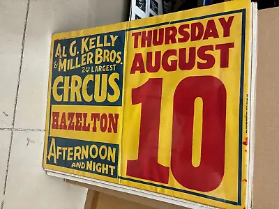 Vintage Al G Kelly & Miller Bros Circus Poster 21 X28   Hazelton/2nd Largest • $9.77