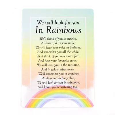 Look For You In Rainbows Memorial Remembrance Verse Plastic Coated Grave Card • £3.99