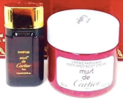 Must De Cartier (Vintage) For Women 2pc Set .25oz Pure Parfum +1.6oz BodyCream • $149.95