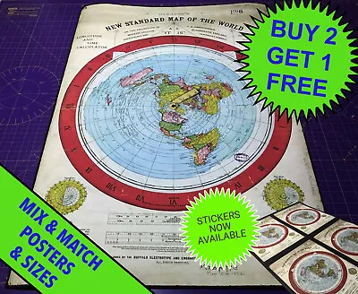 £44.95 • Buy GLEASON'S NEW STANDARD MAP OF THE WORLD • Giclée Print Poster • Flat Earth