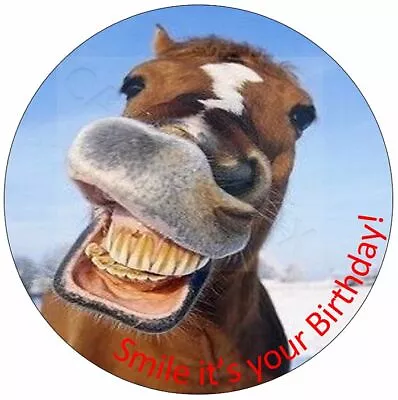 Funny Horse Happy Birthday Cake Topper With Your Own Personalised Message Words • £5.74