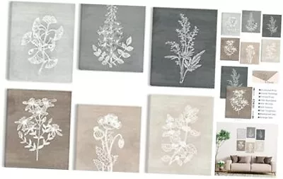  Neutral Botanical Canvas Wall Art Boho Flower Plant Framed 6 Pieces Neutral • $32.89