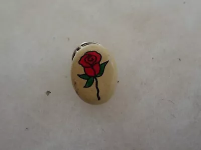 Hand Painted Rose On Button-sized Vintage Logo Pin • $12