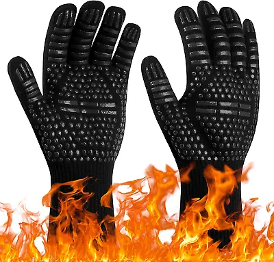 Black Welders Gauntlets Extreme Heat Resistant |BBQ|TIG|MIG Welding Gloves • £12.80