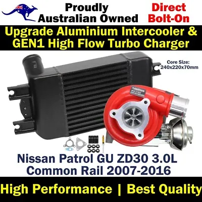 GEN1 High Flow Turbo+Upgrade Intercooler For Nissan Patrol GU ZD30 3.0L • $1180