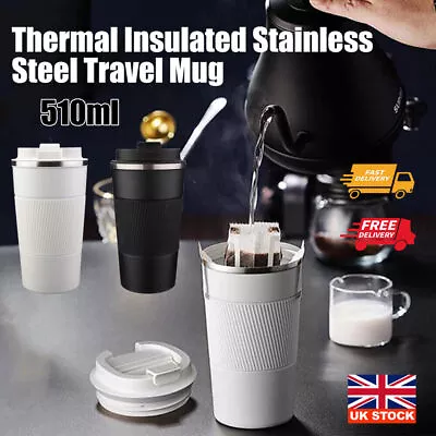 510ml Stainless Steel Leakproof Insulated Thermal Travel Coffee Mug Cup Flask • £8.45