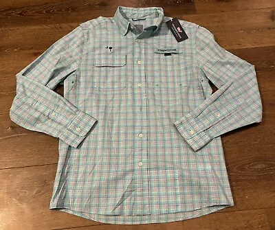 NWT VINEYARD VINES Men Small Woven OTG Performance Plaid Harbor Shirt Button Up • $29.89
