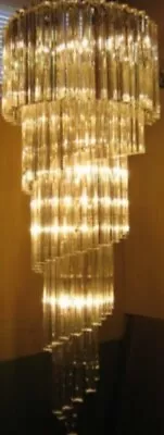 Venini Murano Spiral Chandelier - 131 Three-Sided Crystal Prisms - Free Shipping • $1500