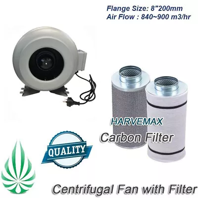 8  Inline Centrifugal Exhaust Duct Fan Air Activated Active Carbon Filter Kit • $320