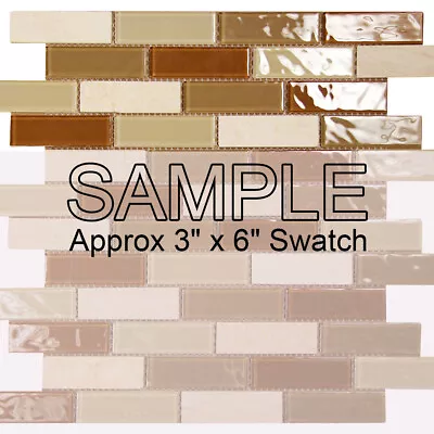 Mosaic Glass Tile Aqua Series 709 Bricks Kitchen Bathroom Wall Backsplash Tan • $4