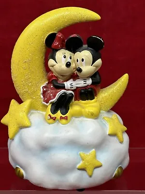 Disney Porcelain Mickey & Minnie Over The Moon Musical Box Working Sankyo • $38.25
