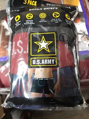Mens LG. U. S. Army Boxer Briefs Odor Redistance 3 Pack  Size 36-38 • $11.50