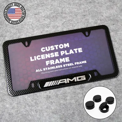 For Mercedes-Benz AMG Sport Carbon Fiber Texture License Plate Frame Cover Gift • $24.99