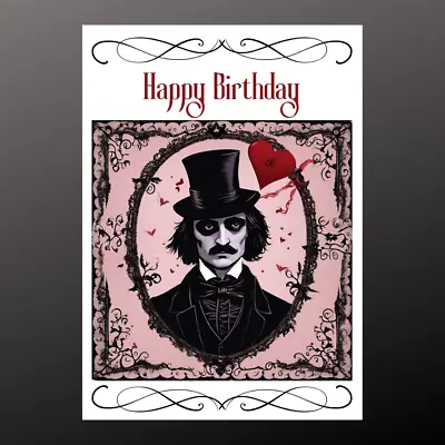 Birthday Card Personalised Option Seeded Poe Steampunk Gothic Pagan Wiccan • £2.99