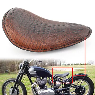 Brown Alligator Motorcycle Leather Solo Driver Seat Fit Harley Bobber Chopper • $86.50