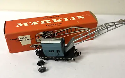 Vintage MARKLIN #4611 Blue Crane Car Toy Train Truck HO Scale Box • $25