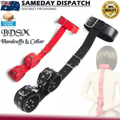 BDSM Handcuffs Collar Bondage Kit Back Restraint Fetish Strap Couples Sex Toy • $23.99