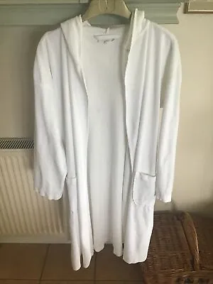£18.99 • Buy The White Company White Velour Feel Dressing Gown/Robe With Hood Size L VGC