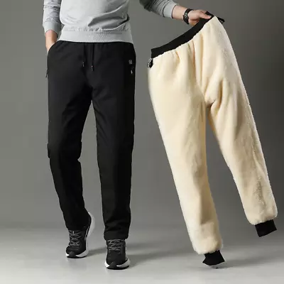 Mens Elasticated Trousers Jogging Bottoms Joggers Fleece Lined Zip Pockets New • $43.96