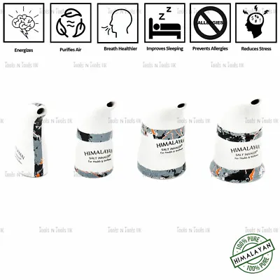 Gray & White Himalayan Salt Pipe Inhalers Boost Respiratory/ Lungs 4 Sizes+ Salt • £13.99