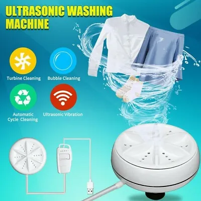 USB Mini Washing Machine Portable Ultrasonic Turbine Laundry Washer Travel Home • $16.49