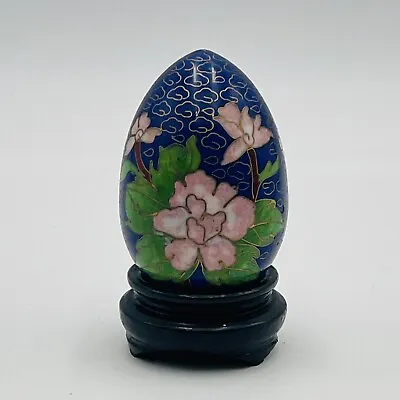 Bill Yee Painted Flowers Glass Egg And Stand 1991 Vintage • $19.99