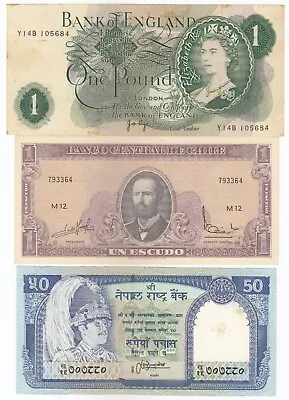 England Chile Nepal Set Of 3 Notes All Different Banknotes • $20.23