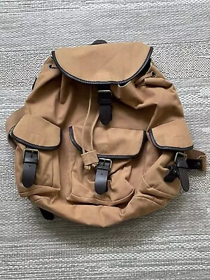 GAP Brown Canvas And Leather Backpack Featuring Side Entry Zipper • $45