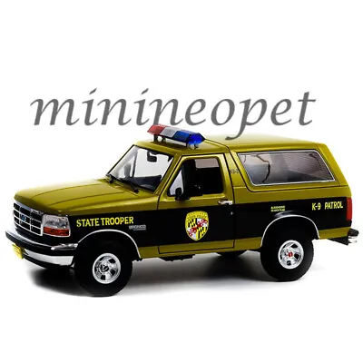 Greenlight 1996 Ford Bronco Maryland State Police Trooper K9 Patrol 1/18 19113 • $56.90