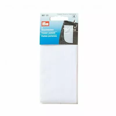 £5.95 • Buy Prym Trouser Pocket Repair To Sew On  Full Pocket 16 X 30cm, White - Prym 967131