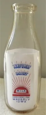 Vintage Waverly Iowa IA Dairy Cow Farm Harold Senst Quart Milk Bottle • $49