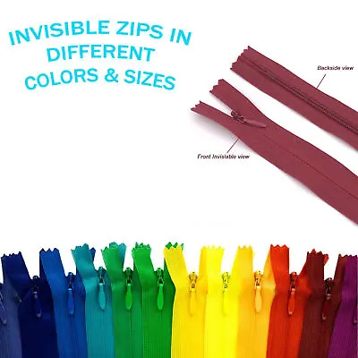 Invisible Zips 6  To 26  - Concealed Zippers For Dress Skirts Cushions Colors • £3.05