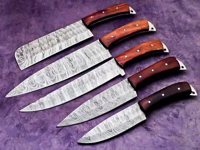 Damascus Handmade Chef Knife 5 Pc Set - Best Gift Damascus Kitchen Knives Set  • $33