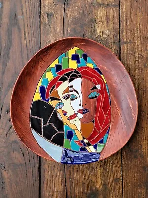 Keramos Israel Hand Painted Studio Art Pottery Enameled Ceramic Mosaic Faces MCM • $66.60