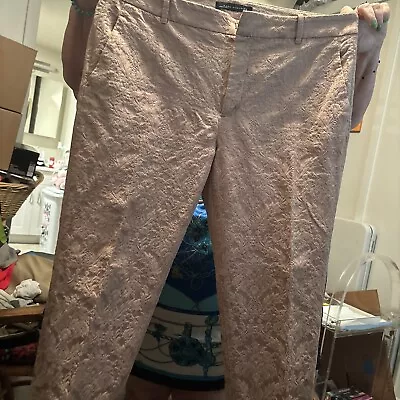 Zara Basic Womens Brown Skinny Leg Paisley Print Pants Trousers Size Xl Beige • $13.46