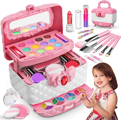Kids Makeup Kit For Girl Washable Pretend Dress Up Beauty Set Real Cosmetic Cas • $13.55