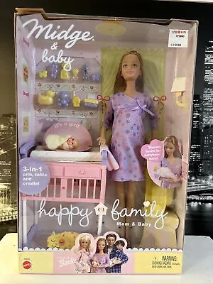 Rare Barbie Happy Family Pregnant Midge And Baby Vintage 2002 New Sealed NRFB • $349