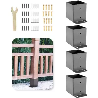 4 X 4 Post Anchor 4pcs Post Base Black Powder-Coated Bracket For Deck Supports • $42.99